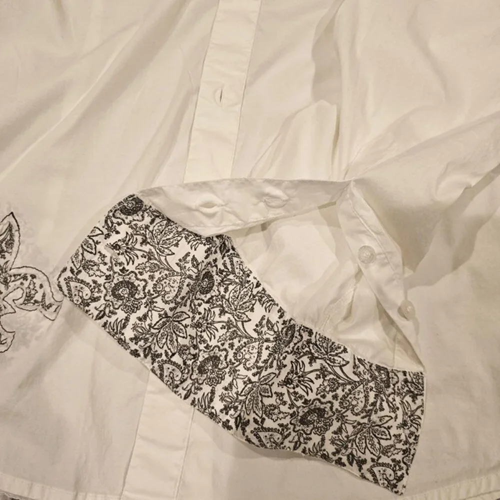 Buffalo David Bitton Mens White Button-Up Shirt M/M Cotton Blend Embroidered Det - Picture 9 of 9